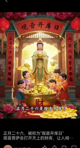 观音菩萨借库日,切记年尾还谢|