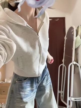 番茄妹妹Tomatosister美式复古基础纯色休闲拉链开衫短款卫衣外套#外套 #卫衣 #美式辣妹 #复古 #开衫