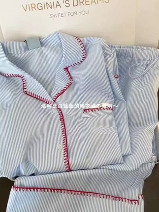 条纹控 | 穿都穿不腻的家居服!!#睡衣家居服 #面料柔软舒适 #早秋穿搭 #舒适度高的睡衣推荐 #睡衣