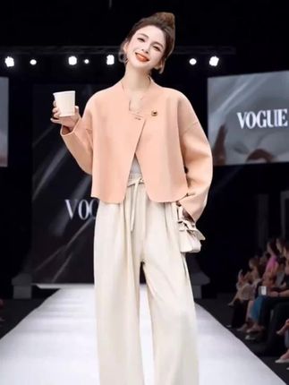 小个子双面羊绒短外套女2025年秋冬新款洋气减龄宽松百搭毛呢大衣#高级感穿搭 #时尚气质穿搭