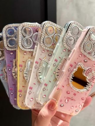 ins轻奢二合一闪粉适用苹果16手机壳KT猫镜子15星球月亮涂#这个手机壳真的长在我心巴上了 #hellokitty手机壳 #闪粉手机壳