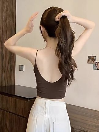 芯娇晴美背小吊带背心女外穿夏季薄款外穿短款带胸垫文胸一体上衣#吊带背心 #吊带美背 #薄款吊带 #外穿吊带 #谁穿谁好看