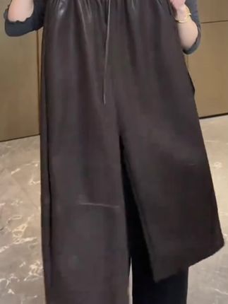 #八分裤穿搭 #皮裤穿搭 #秋季新款 #直筒皮裤 #显瘦穿搭