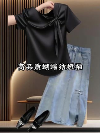 高品质蝴蝶结短袖#气质穿搭 #品质女装 #谁穿谁好看系列 #甜美穿搭 #短袖t恤