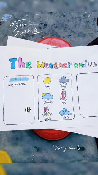 手绘天气小报完成!色彩童趣+单词配图,寒假英语启蒙悄悄卷起来了~🎨📚 女儿一个下午的成果,老母亲表示欣慰又心酸#被逼疯的家长 #寒假学习打卡