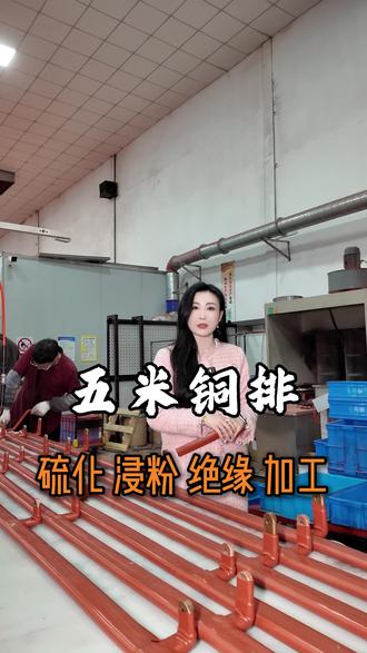 五米长新能源铜排硫化,这才是实力!#新能源铜排 #浸粉硫化 #环氧树脂加工 #铜排绝缘防腐 #工厂实拍