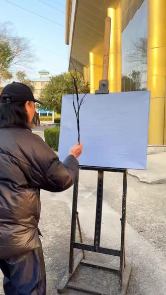 艺术来源于大自然,路过捡一根树枝,能把丛林留在画布上,简单易学又解压,家人们快来试试吧#一学就会系列 #艺术在抖音#树枝画#治愈系风景 #想画就画