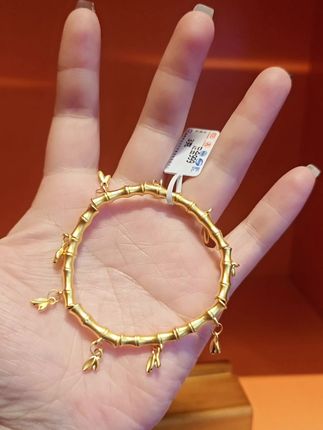 #足金999 #首饰分享 #diy 足金999黄金竹节弯管手串