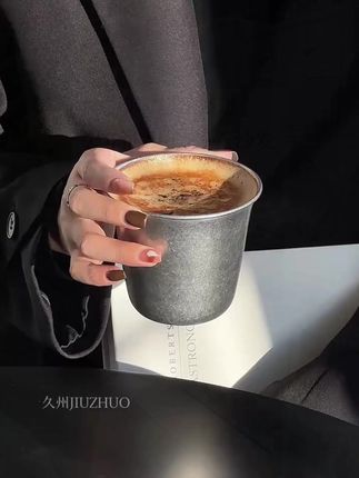 复古美式风!加厚磨砂不锈钢宽口咖啡杯,冷饮果汁都适配 #加厚宽口杯 #工业风杯子 #复古美式杯子 #冷饮果汁杯 #不锈钢咖啡杯