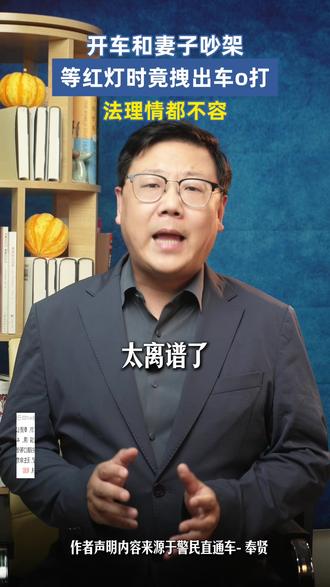 开车和妻子吵架 等红灯时竟拽出车O打 法理情都不容 #热点 #家庭 #生活