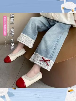 【新款爆品】女童秋季儿童牛仔裤女宝宝秋装直筒裤蝴蝶结休闲长裤#童裤 #儿童牛仔裤 #女童牛仔裤