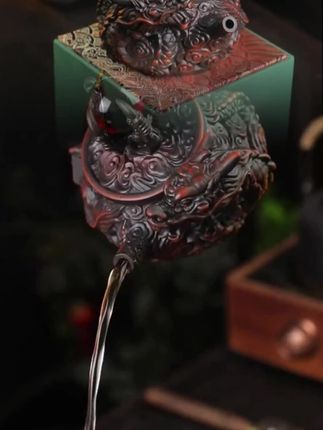 紫陶茶壶泡茶专用祥龙戏珠壶家用复古手工泡茶 壶带礼盒茶具高档