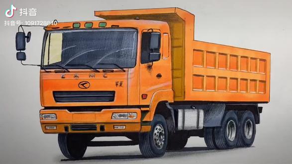 手绘华菱星马翻斗车#华菱星马