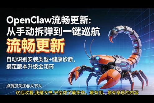OpenClaw更新别手动拆弹!一键巡航搞定 谁懂啊!OpenClaw手动更新=纯手工拆弹💣版本错、依赖崩、服务断,回滚还踩雷!现在一招搞定👇
✅openclaw update自动识别安装环境
✅配置自动更新,集群分批更不宕机
✅doctor+restart+health三连验效果
回滚也有时光机,运维直接抄作业!