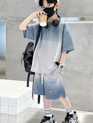 儿童装男童夏装套装2025新款中大童薄款夏季衣服男孩短袖帅气炸街#夏季穿搭 #短袖套装 #童装 #潮酷穿搭 #男童穿搭