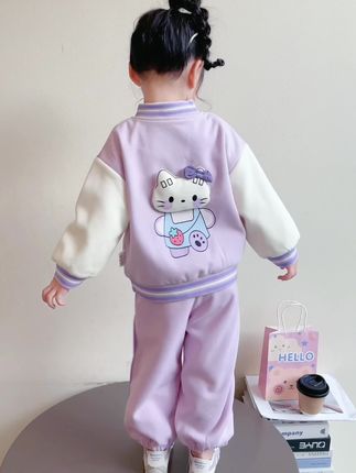 洋气卡通女童棒球服套装,品质推荐,赠送运费险!#女童套装 #女童套装秋装 #女童秋装套装 #女童秋装