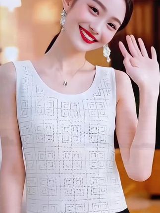 夏季无袖吊带背心女内搭小衫西装打底外穿洋气烫钻高级感上衣#无袖吊带 #背心内搭 #高级感上衣