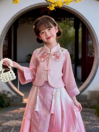 女童汉服马面裙 女童汉服马面裙简直太美了!上面还有精美的复古刺绣,满满的中国风元素,穿上身超级显气质。不管是参加派对还是出去玩,都能让你成为焦点,让孩子也体验一把国风的魅力! #女童汉服 #高品质童装 #马面裙 #国风古韵 #女童国风汉服 @抖加🔥上热门🔥dou+🔥热点宝 @