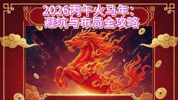 2026丙午火马年:避坑与布局全攻略 2026丙午年,六十年一遇的“赤马”之年!🔥
火气过旺,财富如何守得住?跨界转行如何化解风险?
本期视频为你深度拆解《2026火马年生存指南》:
✅ 谁在局中? 重点生肖的太岁避坑法则。
✅ 守住钱袋子: 财富位如何精准布局,防范波动。
✅ 跨界化解: 面对“火马”冲击,普通人如何逆势转运。
硬核国学逻辑,不讲玄学,只讲规律。
建议转发给身边的朋友,一起提早筹划,顺遂平安!✨
#国学文化 #国学智慧 #国学 #易经 #易经文化#随变ai随便玩