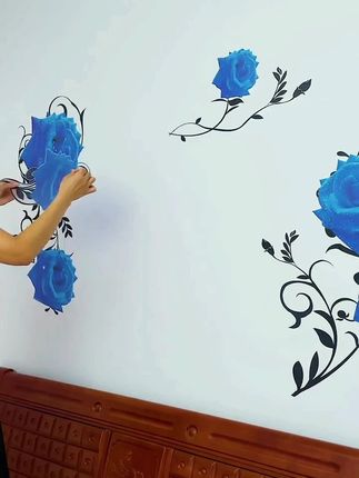蓝色妖姬款玫瑰花装饰画,家里的床头,电视背景或者沙发背景都合适贴#墙贴 #装饰画 #玫瑰 #背景墙 #贴画