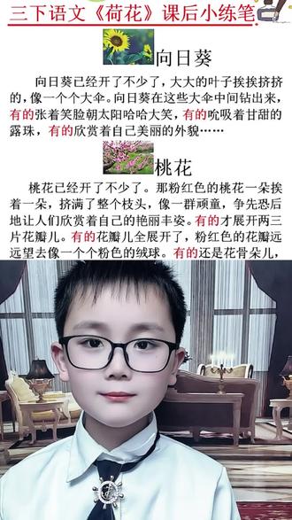 三年级下册语文第3课《荷花》课后小练笔#三年级语文下册 #课后小练笔 #作文素材#小学语文