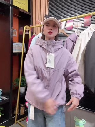 纯色双拉链冲锋衣外套女新款爆款春秋时尚减龄设计感夹克上衣