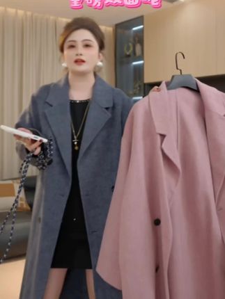 #胖佳佳(重磅双面呢)最高品质时尚长款翻领外套女#潮流穿搭#时尚穿搭啊