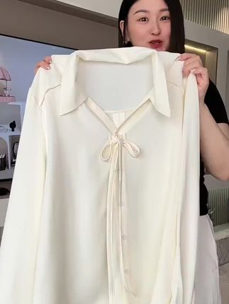 2025早秋胖mm大码女装蝴蝶结系带长袖衬衫法式通勤内搭上衣80361#打底衫 #打底衫女 #打底衫搭配 #打底衫显瘦 #打底衫推荐