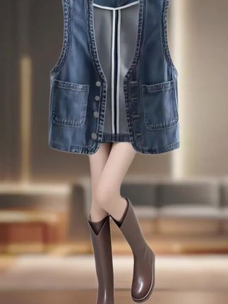 网红牛仔马甲女短款2025春秋新款韩版高档洋气轻薄背心上衣女外搭#牛仔马甲 #短款马甲背心 #马甲背心 #牛仔马甲背心