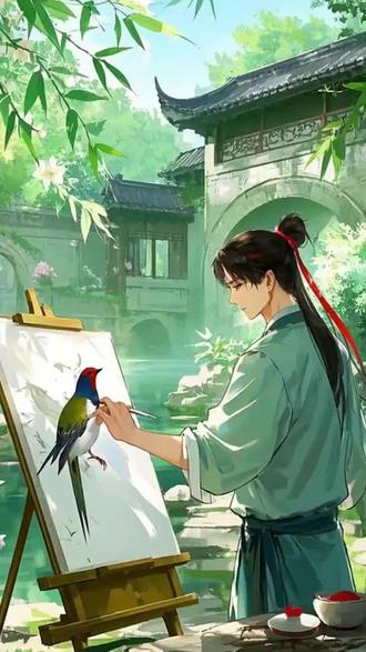 原创配乐散文《唐伯虎画雀》