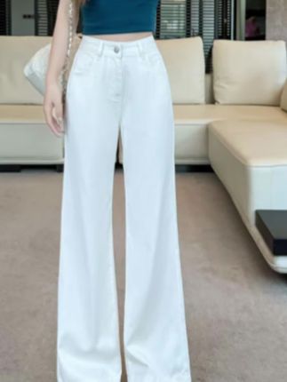 小个子天丝白色牛仔裤女夏季薄款2025 新款莱赛尔高腰垂坠感直筒#面料柔软舒适 #新款上新 #时尚女装 #好物推荐🔥 #谁穿都好看