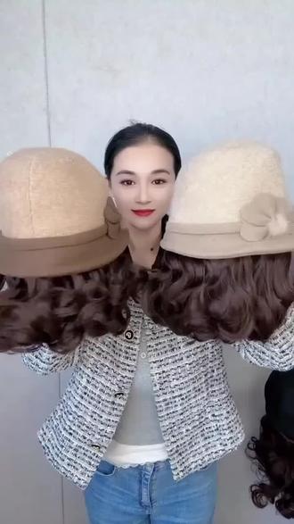 假发一体帽子女秋冬洋气渔夫帽短卷发全头套时尚妈妈款帽子假发#时尚洋气好能遮白 #好物推荐#好物分享