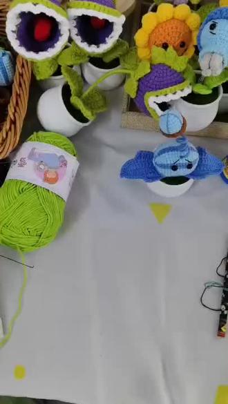 植物大战僵尸系列之。西瓜投手盆栽钩织教程(1) #手工编织零基础教学 #手工毛线编织 #手工diy #钩针编织 #手作diy