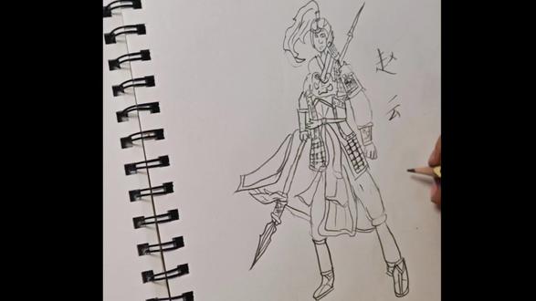 银枪白马+帅气披风,8岁萌娃笔下的“虎威将军”/子龙#三国#三国演义 #三国英雄 #简笔画 #简笔画