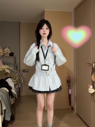 单穿内搭都好看的收腰衬衫!#韩系穿搭 #早秋穿搭 #条纹衬衫 #设计感小众上衣