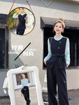 时尚职业马甲衬衣套装,春秋新款气质显瘦阔腿裤三件套#减龄气质 #通勤搭配 #搭配技巧