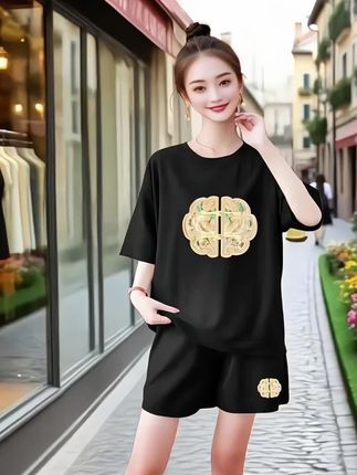 大码显瘦运动休闲夏季宽松短袖套装女士减龄#Jump出我的夏日元气穿搭 #梨形身材显瘦穿搭公式#摆脱路人感的小个子女生穿搭#夏日不费力一周穿搭合集#轻松get夏日淡人穿搭