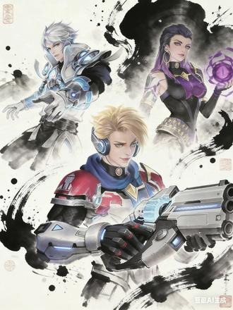 世界上有三个我 #豆包ai #王者荣耀 #无畏契约 #豆包出大片有两把刷子 国风水墨风ai口令 王者、无畏契约角色p图豆包指令 这个世界有三个我怎么制作