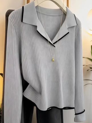 大码polo领打底针织衫女秋季新款胖妹妹洋气百搭宽松显瘦遮肉上衣 #秋季穿搭如何摆脱土气感 #早秋松弛感穿搭 #早秋中性风穿搭 #秋季新款 #简约穿搭