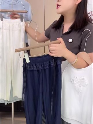 #上热门 女童裤子薄款花边腰休闲裤9-12岁15中大童女孩夏季长裤洋气防蚊裤套装#套装#儿童#视频