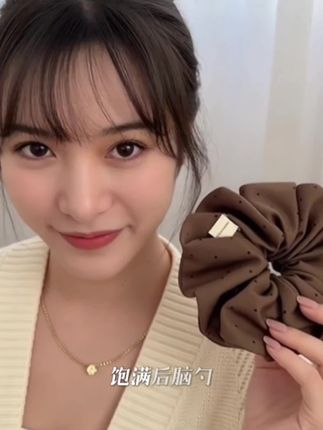 韩系波点水钻#大肠发 圈褶皱#高级感头绳 超大号扎马尾#皮筋 #发绳 慵懒风#发饰