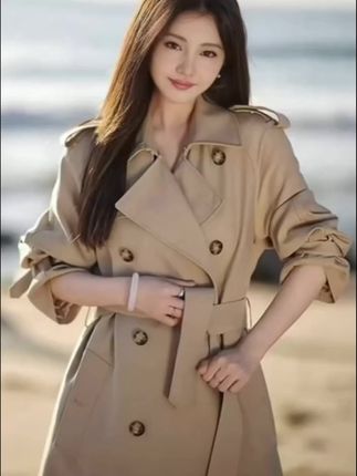 高端大牌卡其色风衣外套女春秋季英伦风2025新款中长款小个子 #风衣 #外套 #英伦风