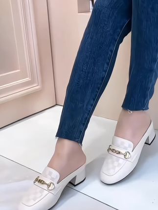 【白月光】包头半拖鞋女软底里外全皮4cm夏季新款百搭包头拖单鞋女#夏季新款 #时尚潮流穿搭 #好穿又好搭 #优雅气质 #女人味十足