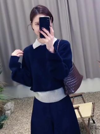2025秋季新款懒惰感撞色减龄POLO领上衣背心两件套百搭牛仔裤套装#牛仔套装 #百搭