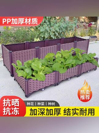阳台种植箱 种植箱种菜专用箱神器楼顶特大清仓家庭阳台户外楼顶蔬菜塑料花盆 #家用花箱 #阳台花盆小院均可种植 #美观实用 #阳台养花 #花箱 想在阳台或者小院里种菜种花的,可以买几个这样的种植箱!容量大,高度可以任意选购!环保材质无异味无甲醛耐高温抗氧化