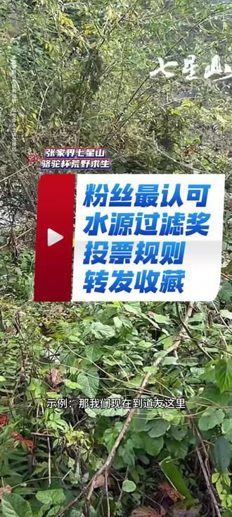 今天晚上5点半,投票粉丝最认可水源过滤奖,投票规则看过来!直播@老六荒野院长(张家界七星山骆驼杯)
#张家界七星山 #张家界七星山骆驼杯 #老六荒野 #荒野求生 #投票