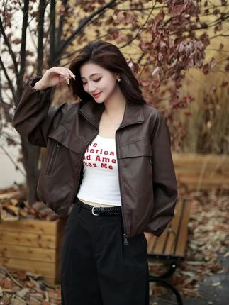 2025秋装新款皮衣外套女短款机车服爆款休闲宽松显瘦拉链皮夹克#高级#宽松#显瘦#气质#皮衣外套@DOU+上热门