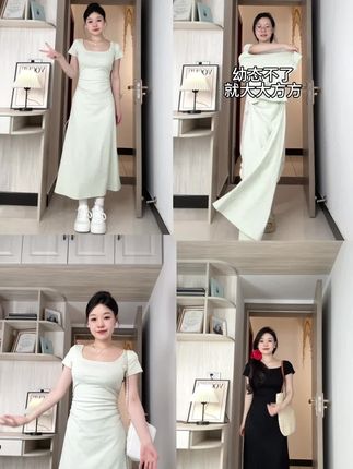 绿色掐腰连衣裙女夏季多巴胺穿搭夏日漂亮绝美小裙子收腰包臀长裙#掐腰连衣裙 #包臀裙穿搭 #包臀长裙 #收腰连衣裙显瘦修身 #多巴胺女孩穿搭