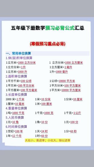 #五年级 下册数学知识点增多,公式繁琐,准备这本#学霸速记 哪里不会随时查阅!#小学数学 #知识点总结 #创作灵感