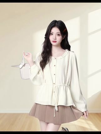 宝子们,2025秋季有了这件大码法式衬衫,轻松美出圈,赶紧入手💕#2025秋季新款 #大码女装 #法式衬衫 #木耳边上衣